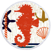 Lofaris Relax Poolside Scene Marine Life Round Beach Towel